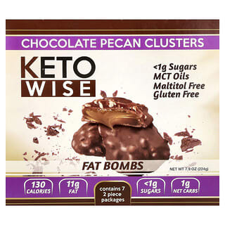 Keto Wise, Fat Bombs, Bouchées au chocolat et aux noix de pécan, 7 sachets, 224 g