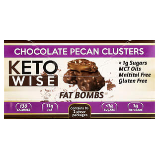 Keto Wise, Fat Bombs, Chocolate Pecan Cluster, 16 Packs, 1.13 oz (32 g) Each