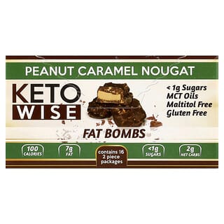 Keto Wise‏, Fat Bomb, Peanut Caramel Nougat, 16 Packs, 32 g
