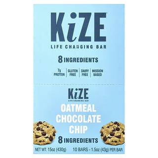 KiZE Life Changing Bar‏, رقائق الشوفان والشيكولاتة ، 10 ألواح ، 1.5 أونصة (43 جم) لكل لوح