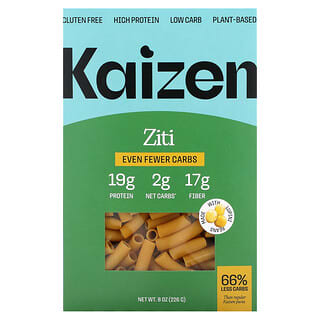 Kaizen, Ziti, без глютену, з високим вмістом білка та низьким вмістом вуглеводів, на рослинній основі, ще менше вуглеводів, 226 г (8 унцій)