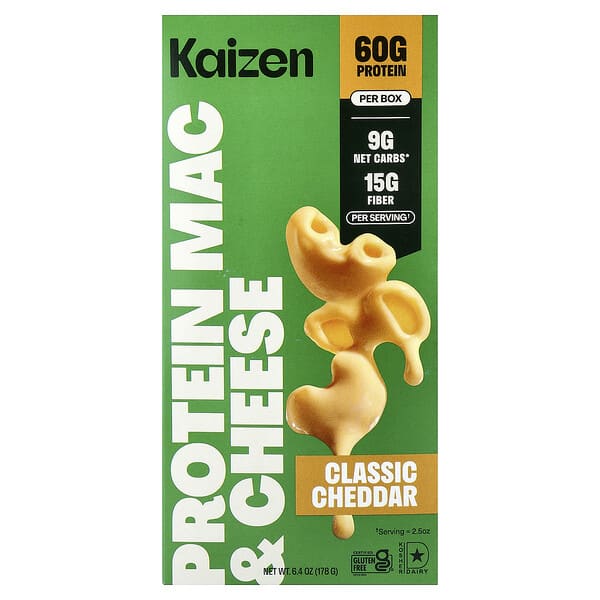Kaizen, 단백질 맥 & 치즈, 클래식 체다, 178g(6.4oz)