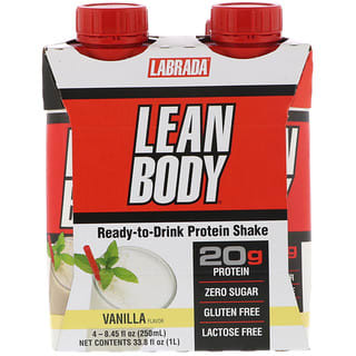 Labrada Nutrition, Lean Body, Ready-to-Drink Protein Shake, Vanilla, 4 Shakes, 8.45 fl oz (250 ml) Each