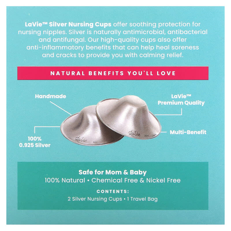 The Original Silver Nursing Cups - Nipple Shields for Nursing Newborn -  Newborn Essentials Must Haves - Nipple Covers Breastfeeding - 925 Silver