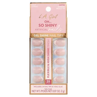 L.A. Girl, Artificial Nails, Gel Shine Nail Tips, Short Almond, 155 Modern French Tip , 25 Piece Kit