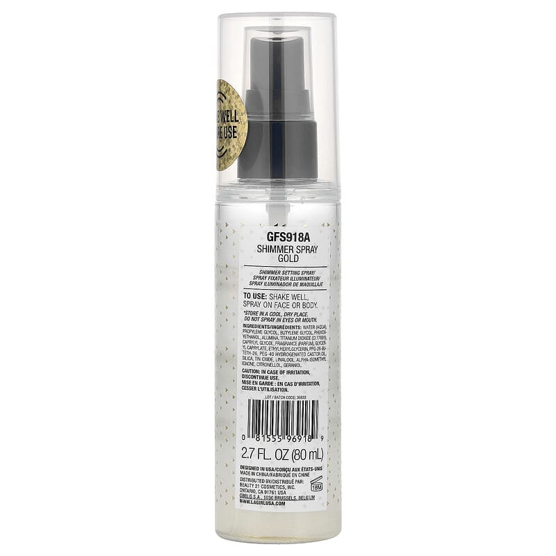 Shimmer Spray, For Face & Body, GFS918A Gold, 2.7 fl oz (80 ml)