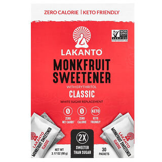 Lakanto, Monkfruit Sweetener with Erythritol, Classic, 30 Packets, 3.17 oz (90 g)