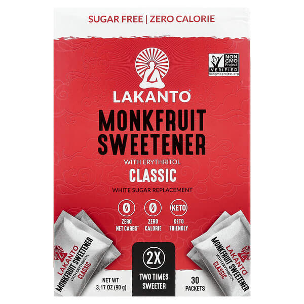 Lakanto, 羅漢果甜味劑，含赤蘚糖醇，經典，30 包，3.17 盎司（90 克）