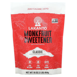Lakanto, Monkfruit Sweetener with Erythritol, Mönchsfrucht-Süßstoff mit Erythrit, Classic, 454 g (16 oz.)