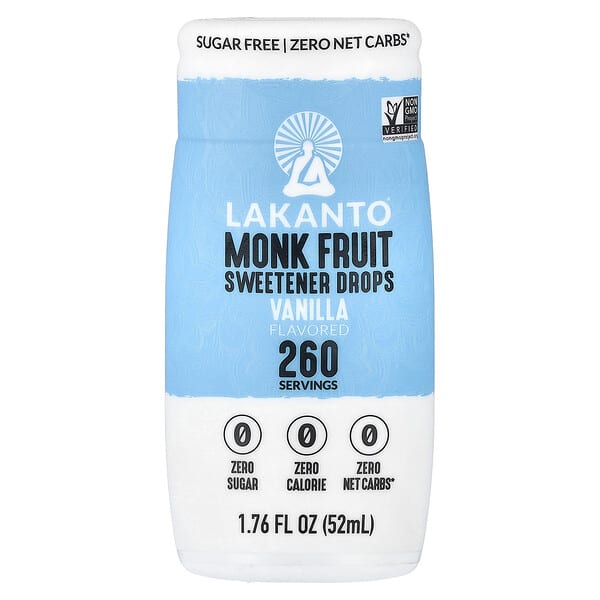 Lakanto, 羅漢果甜味劑滴劑，香草味，1.76 液量盎司（52 毫升）
