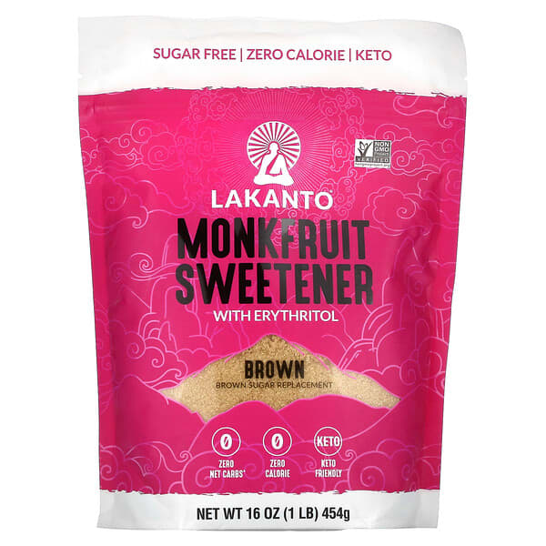 Lakanto, 羅漢果甜味劑，含赤蘚糖醇，棕色，1 磅（454 克）