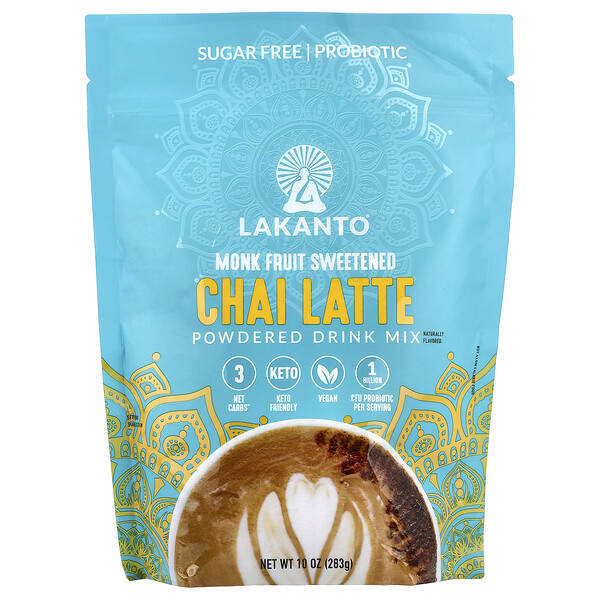 Lakanto, 차이 라떼, 분말 드링크 믹스, 283g(10oz)