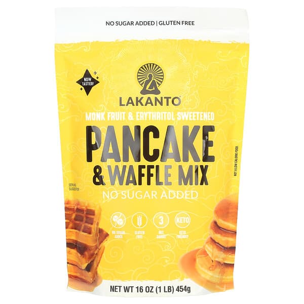 Lakanto, Pancake & Waffle Mix, No Sugar Added, 1 lb (454 g)