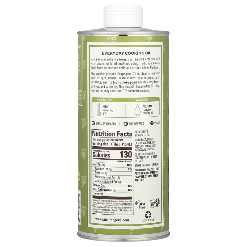 連続圧縮抽出グレープシードオイル、750ml（25.4液量オンス）