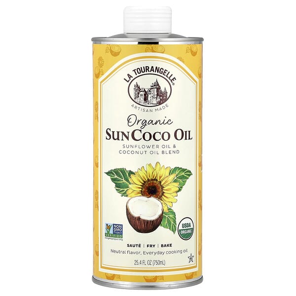 La Tourangelle, 有機向日葵椰子油、葵花籽油和椰子油混合配方、25.4 液量盎司（750 毫升）