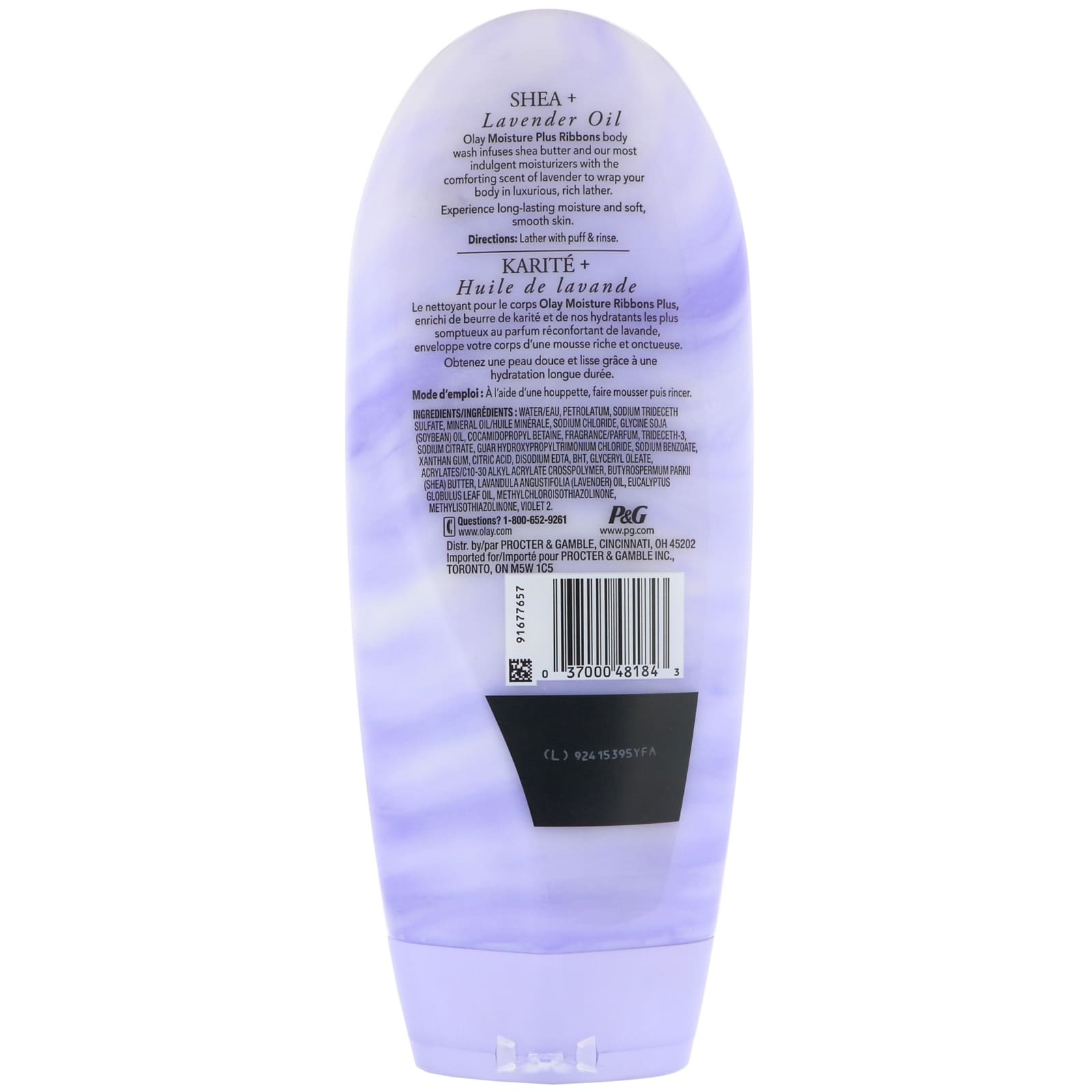 Olay, Moisture Ribbons Plus Body Wash, Shea + Lavender Oil, 18 fl oz
