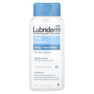 Lubriderm, Daily Moisture Body + Face Wash, Lightly Scented, All Skin Types, 16 fl oz (473 ml)