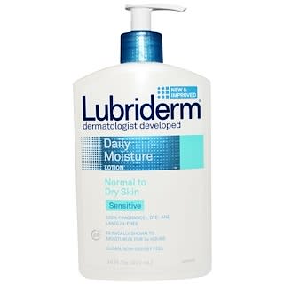 Lubriderm, Daily Moisture Lotion, Sensitive, Fragrance Free, 16 fl oz (473 ml)