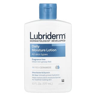 Lubriderm, Daily Moisture Lotion（デイリーモイスチャーローション）、普通肌～乾燥肌向け、無香料、177ml（6液量オンス）