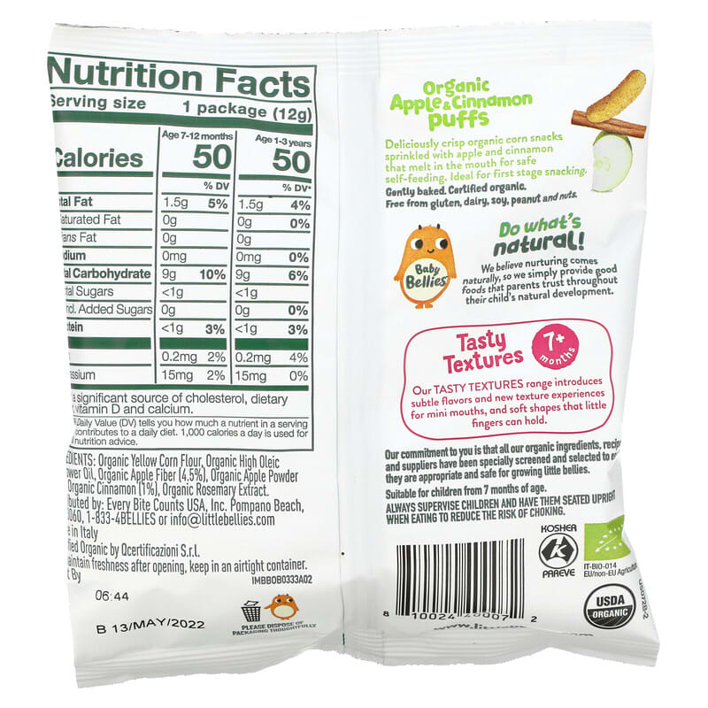Organic Apple & Cinnamon Puffs for 7+ Months Baby Snacks