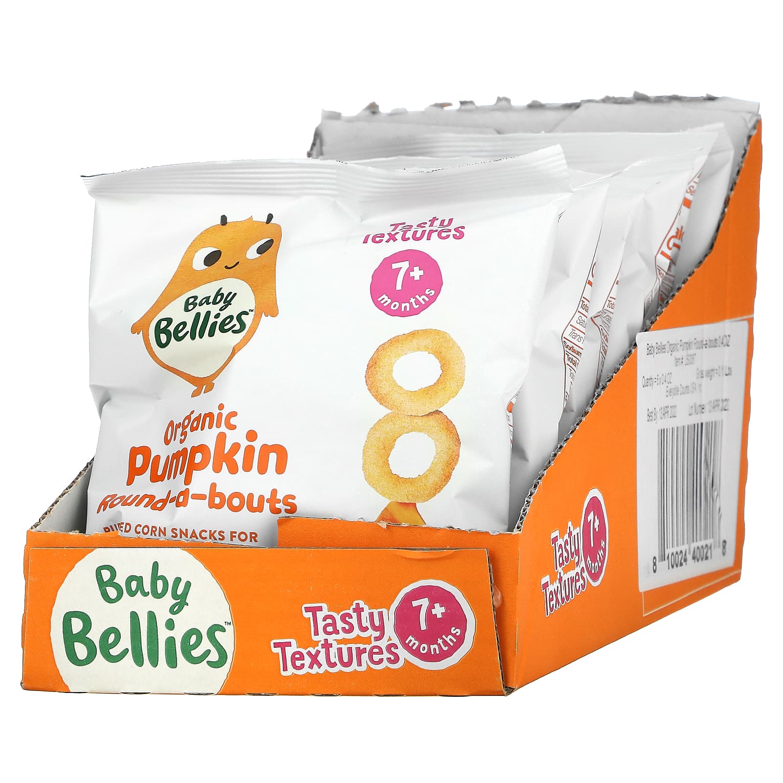 Little Bellies, Organic Pumpkin RoundABouts, 7+ Months, 6 Packs, 0.4