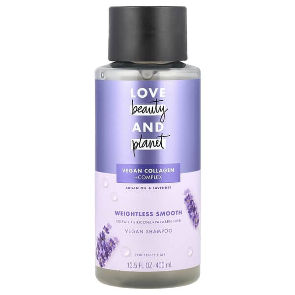 Love Beauty and Planet, 비건 샴푸, 부스스한 모발용, 아르간오일 & 라벤더, 400ml(13.5fl oz)