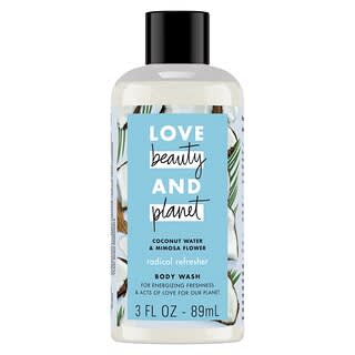 Love Beauty and Planet, Jabón líquido refrescante para el cuerpo, Agua de coco y flor de mimosa, 89 ml (3 oz. Líq.)