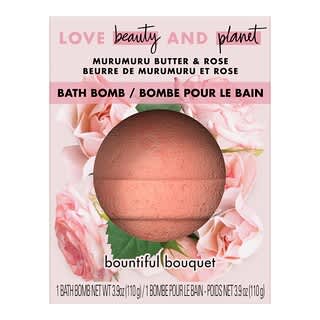 Love Beauty and Planet, 泡泡沐浴氣泡彈，木魯星果棕脂和玫瑰，3.9 盎司（110 克）