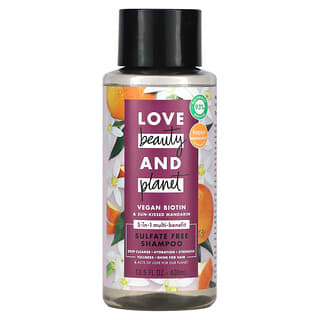 Love Beauty and Planet, Shampooing multi-bénéfices 5-en-1, Biotine vegan et mandarine ensoleillée, 400 ml