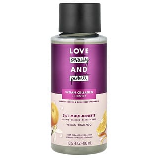 Love Beauty and Planet, Champú vegano 5 en 1 con múltiples beneficios, Queratina vegana y mandarina bañada por el sol, 400 ml (13,5 oz. líq.)