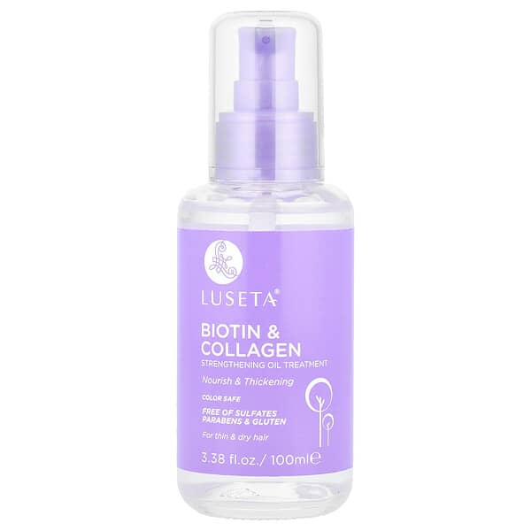 Luseta Beauty, 비오틴 및 콜라겐, 강화 오일 트리트먼트, 가늘고 건조한 모발용, 100ml(3.38fl oz)