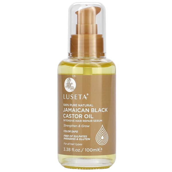 Luseta Beauty, Aceite de ricino negro de Jamaica, Sérum intensivo para el cabello, 100 ml (3,38 oz. Líq.)