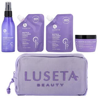 Luseta Beauty, iHerb Exclusive, пакетик для ухода за волосами с биотином и кератином, 4 предмета, 320 мл (10,8 жидк. унции)