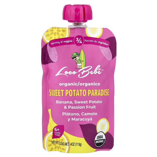 Loco Bebe, 유기농 퓨레, 생후 6개월 이상, 고구마 파라다이스, 113g(4oz)