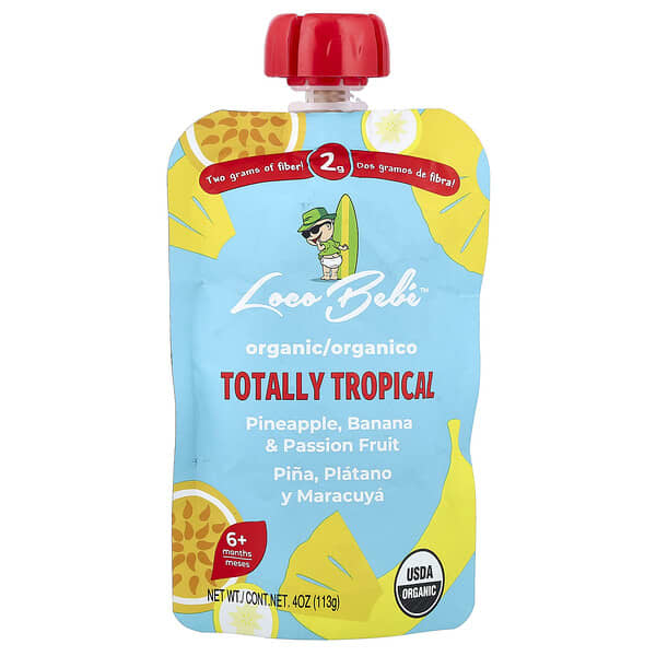 Loco Bebe, Puré orgánico, 6 meses en adelante, Totalmente tropical, 113 g (4 oz)