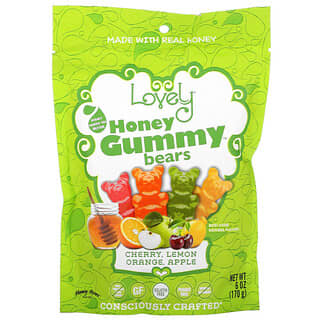 Lovely Candy, Honey Gummy Bears，櫻桃，檸檬，橙子，蘋果，6 盎司（170 克）