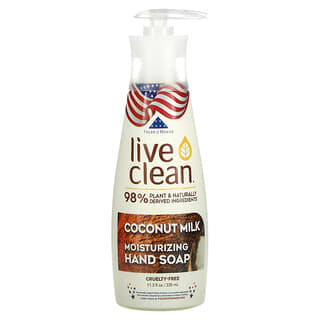 Live Clean, Savon liquide hydratant pour les mains, Lait de coco, 335 ml
