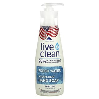 Live Clean, Savon liquide hydratant pour les mains, Eau douce, 335 ml