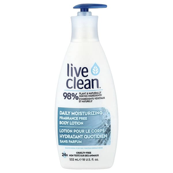 Live Clean, 데일리 모이스처라이징 바디 로션, 향료 무함유, 532ml(18fl oz)