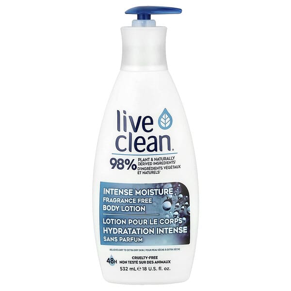 Live Clean, 인텐스 모이스처 바디 로션, 향료 무함유, 532ml(18fl oz)