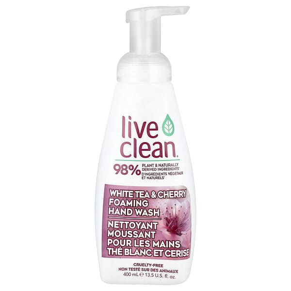 Live Clean, 포밍 핸드 워시, 백차 & 체리, 400ml(13.5fl oz)