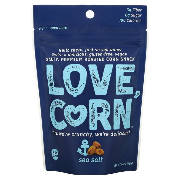 Love Corn, Maïs torréfié premium, sel de mer, 45 g
