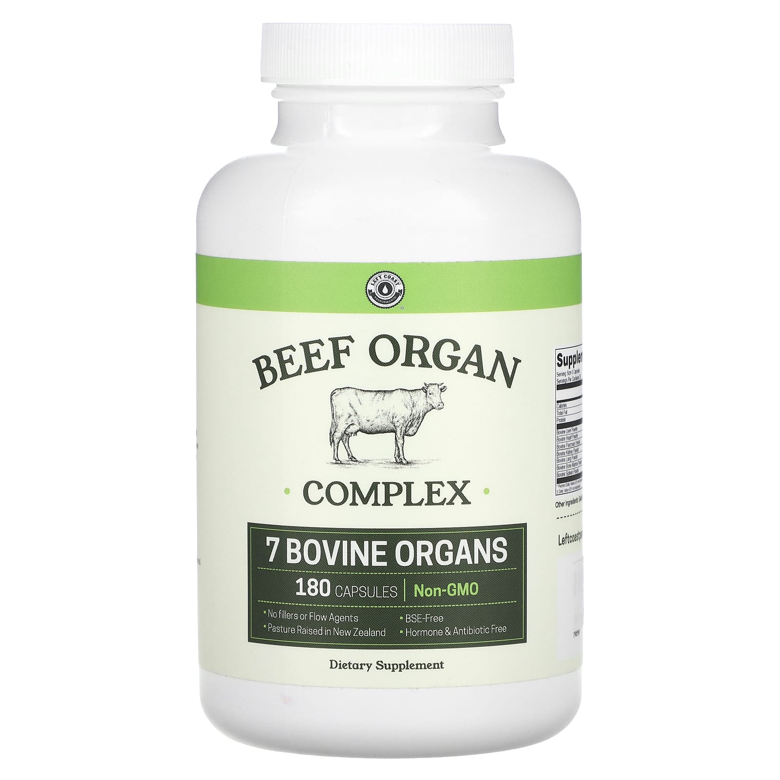 Left Coast Performance Beef Organ Complex 180 Capsules   16 