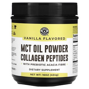 Left Coast Performance, Peptides de collagène en poudre d'huile TCM avec fibres d'acacia prébiotiques, vanille, 454 g