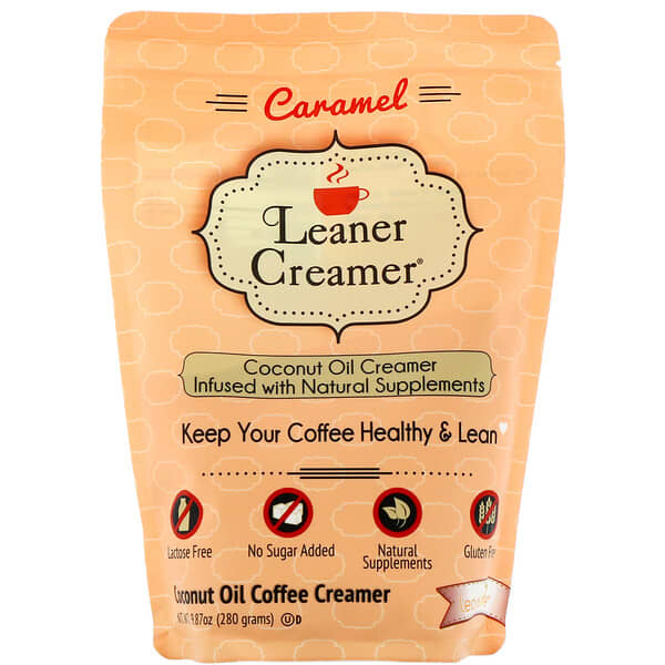 Leaner Creamer‏, Coconut Oil Coffee Creamer, Caramel, 9.87 oz (280 g)