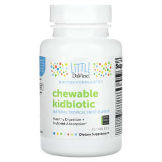 Little DaVinci, Kidbiotic, жувальні тропічні фрукти, 45 таблеток