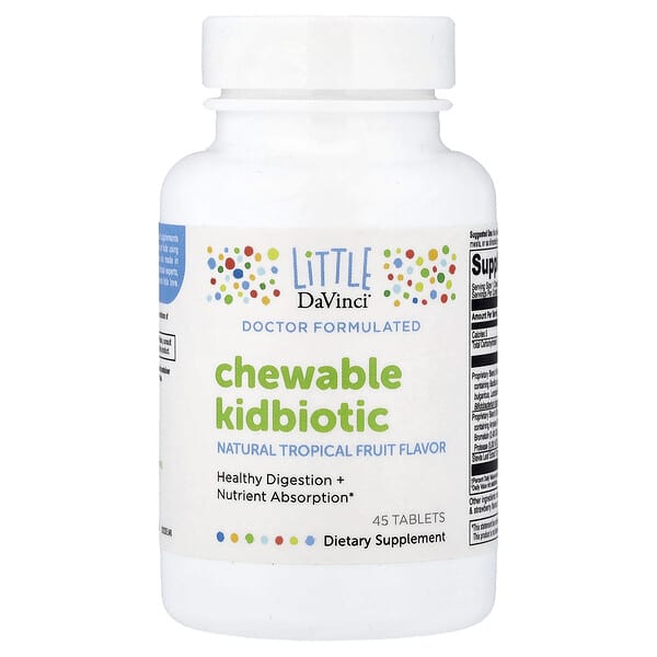 Chewable Kidbiotic, Natural Tropical Fruit, 45 Tablets