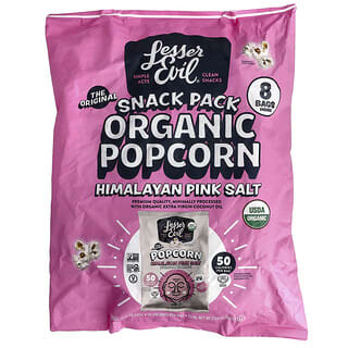 LesserEvil, Organic Popcorn, Snack Pack, Himalayan Pink Salt, 8 Bags, 0.46 oz (13 g) Each