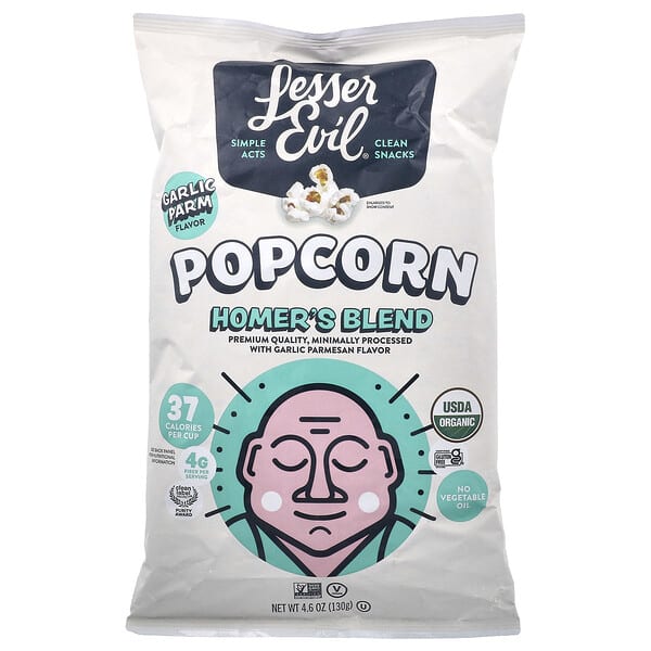 LesserEvil, Popcorn, amestec Homer, usturoi Parm, 4,6 oz (130 g)