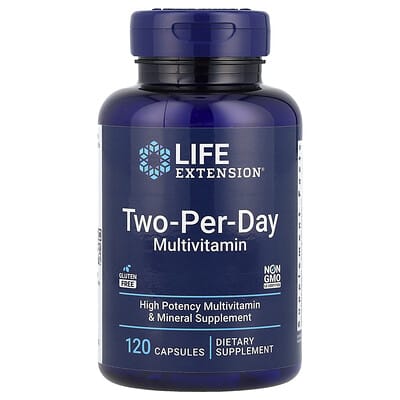 Life Extension, 하루 두 번 복용하는 종합 비타민 V2, 120캡슐